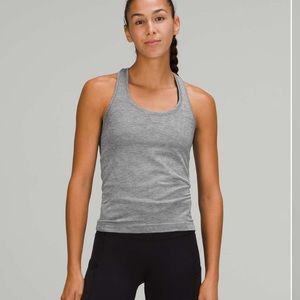 Lululemon Swiftly Tech Tank Top Race Length Tetra Stripe Asphalt Grey Black EUC